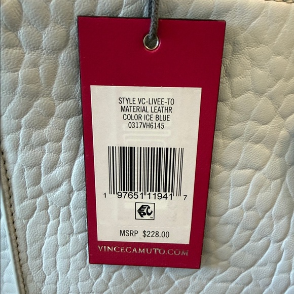 🆕 Vince Camuto Ice Blue Tote with Gold Accent Luxury Leather - Picture 7 of 11